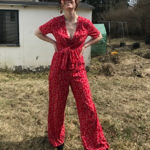 Red Flower Jumpsuit